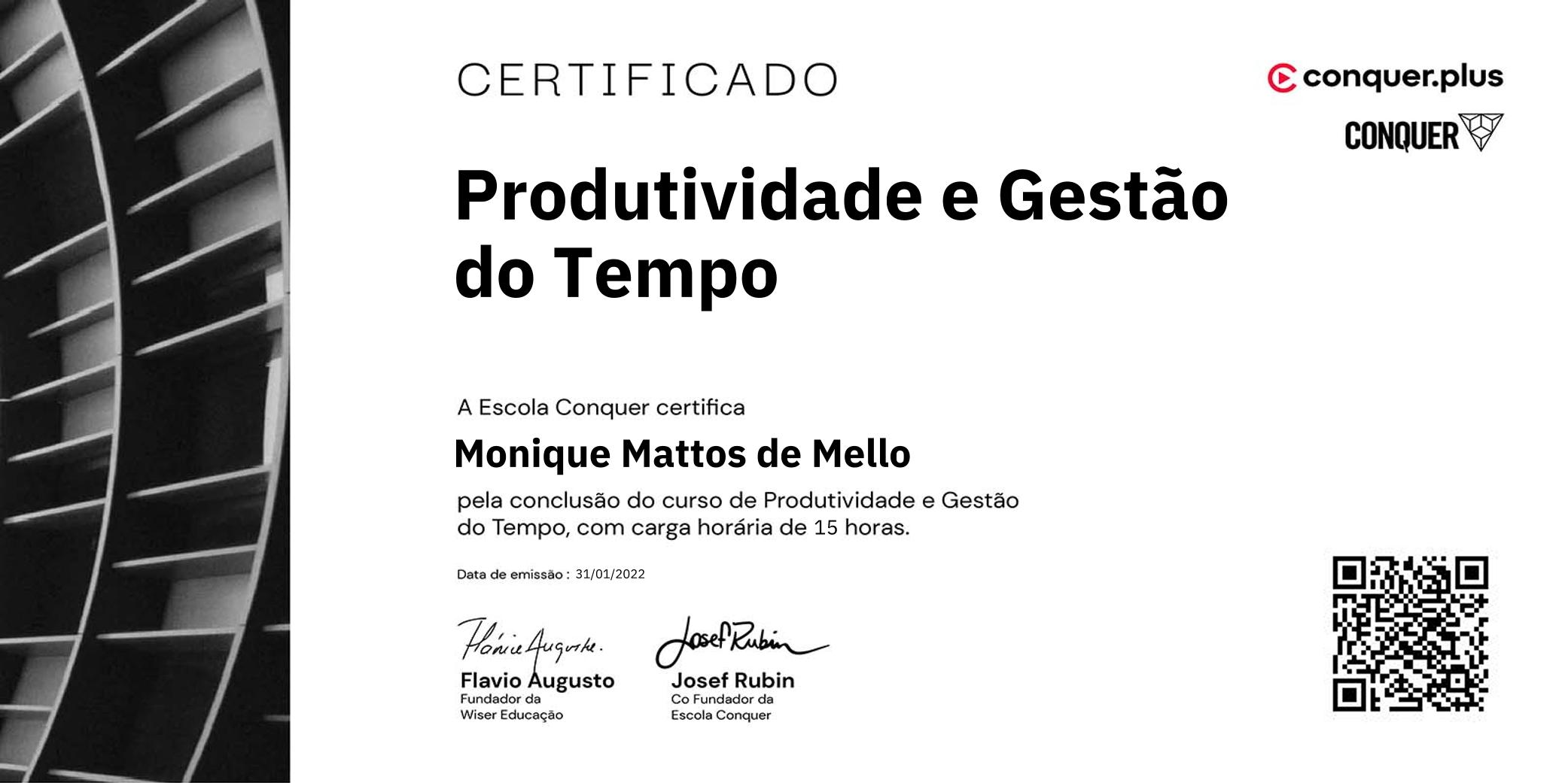 Certificado de Produtividade e Gestão do Tempo